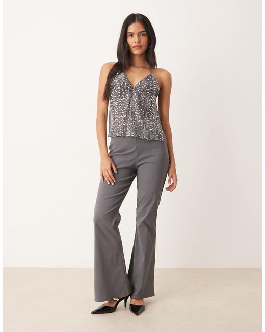 Motel Gray Rafina Chiffon Sequin Halter Top