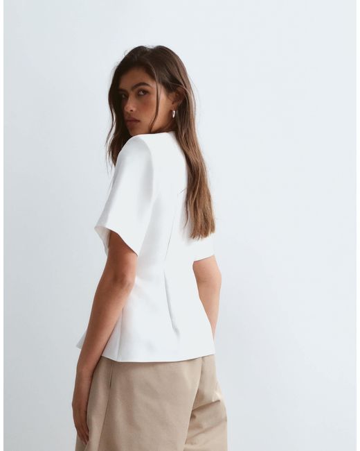 ARRANGE White Structured Ruched Top