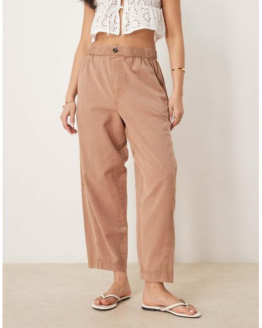 ASOS Natural Washed Linen Look Cropped Pants