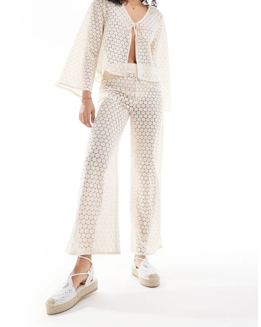 esmé studios White Esmee Exclusive Crochet Beach Trouser Co-Ord