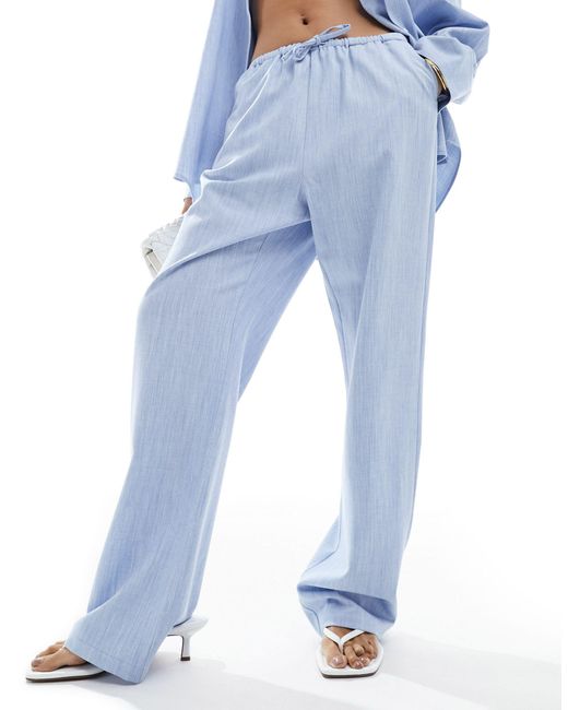 4th & Reckless Blue Wide Leg Drawstring Waist Trousers Co-ord