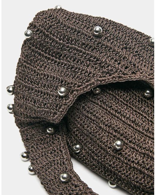 Pull&Bear Black – verzierte schultertasche