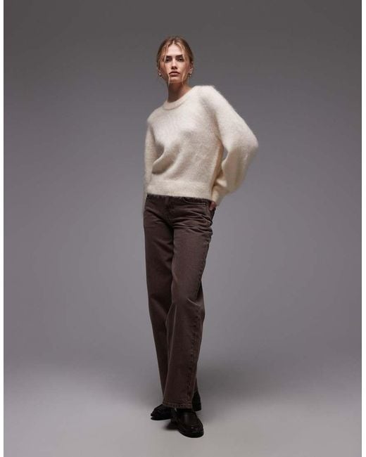 & Other Stories Gray Wool And Mohair Mix Jumper With Volume Sleeves