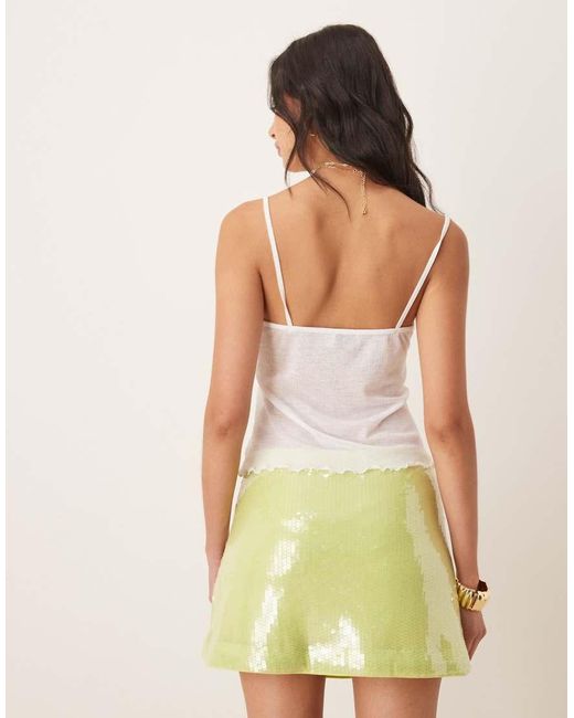 ASOS White Semi Sheer Ribbed Cami Top