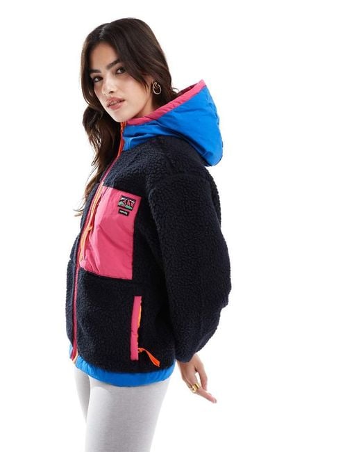 Superdry Blue Vintage Hooded Sherpa Jacket