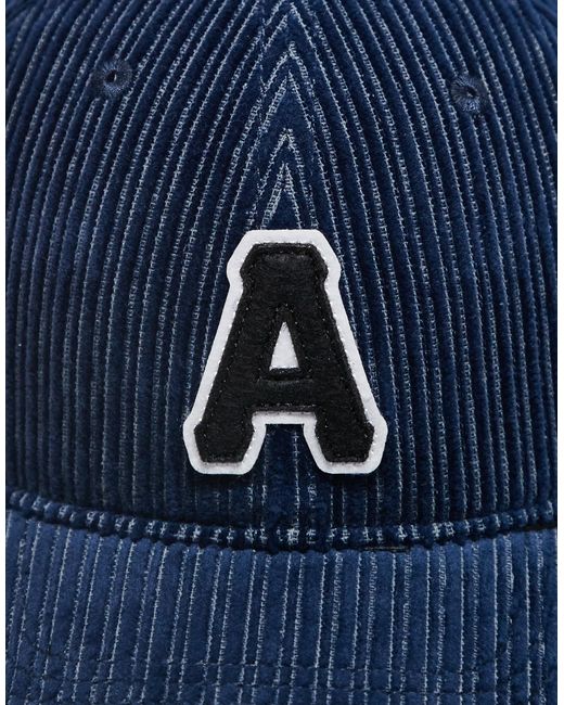 Aape By A Bathing Ape Blue Aape By A Bathing Ape Cord Collegiate Logo Cap for men