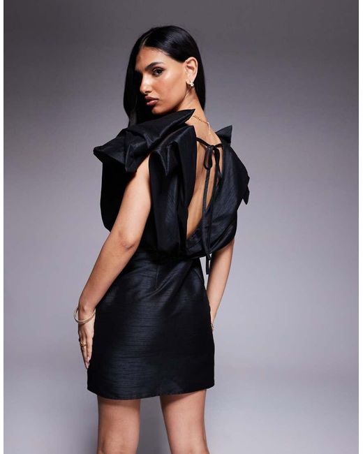 ASOS Blue Structured Plunge Mini Dress
