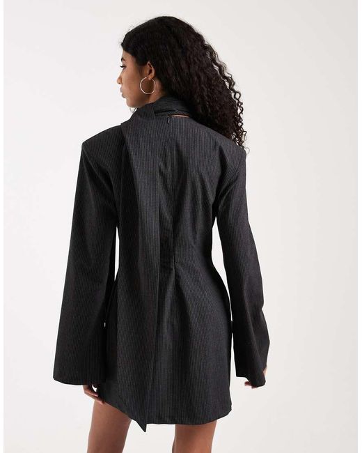 ASOS Black Tailored Mini Dress With Scarf Detail
