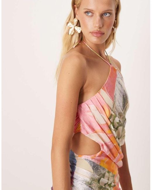 ASOS Pink One Shoulder Burnout Embellished Maxi Dress