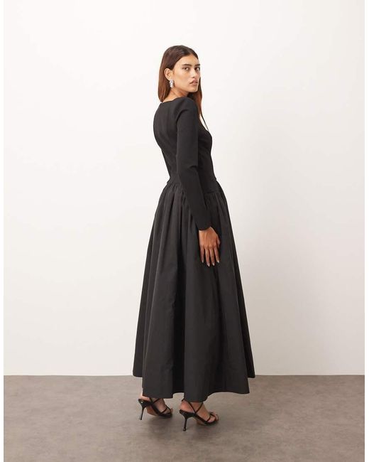 ARRANGE Black Hybrid Square Neck Maxi Dress With Full Skirt