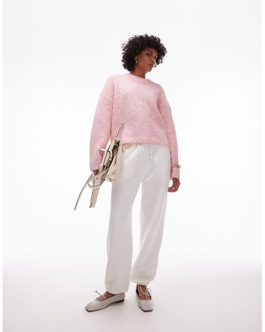 TOPSHOP Pink Knitted Fluffy Relaxed Ultimate Jumper