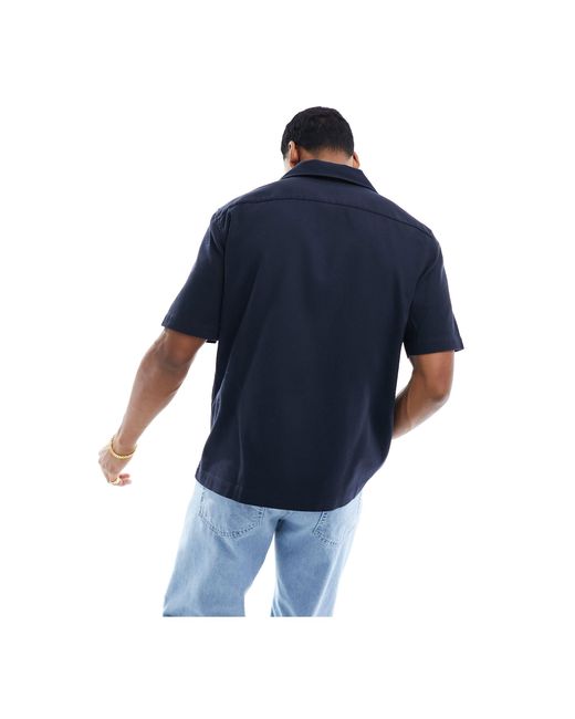 Fred Perry Blue Pique Revere Collar Shirt for men