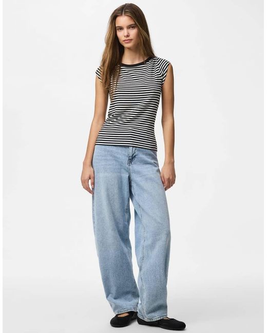 Pieces Black Cap Sleeve Top