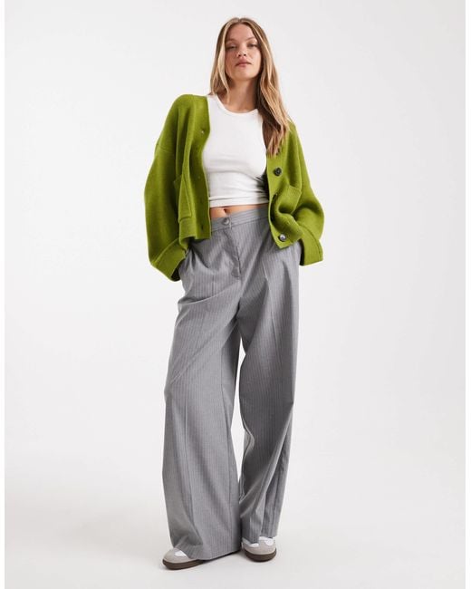 ASOS Green Button Through Pocket Front Boyfriend Cardigan