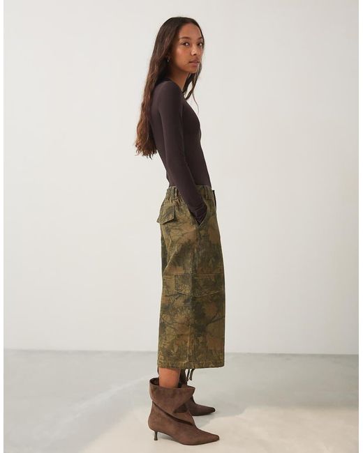 Bershka Natural Printed Bermuda Shorts