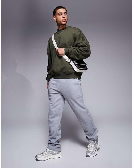 ASOS Gray Premium Heavyweight Straight Leg joggers for men