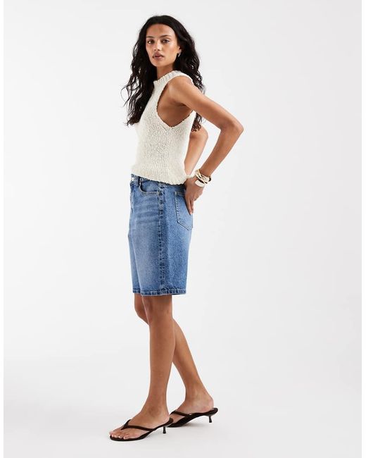 ASOS Blue Circular Design Collection Denim Bermuda Shorts