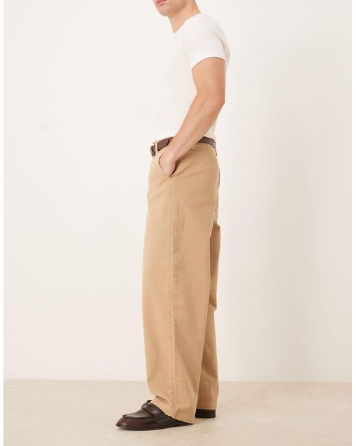 ASOS Natural Loose Straight Trousers for men