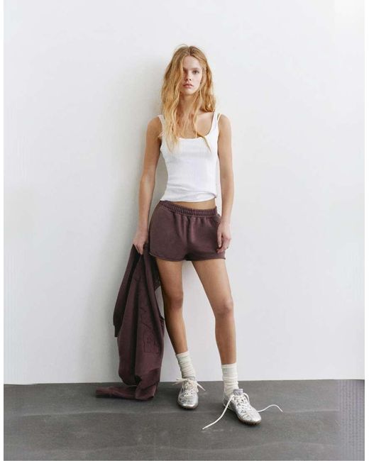 Pull&Bear White Stwd Sports Shorts
