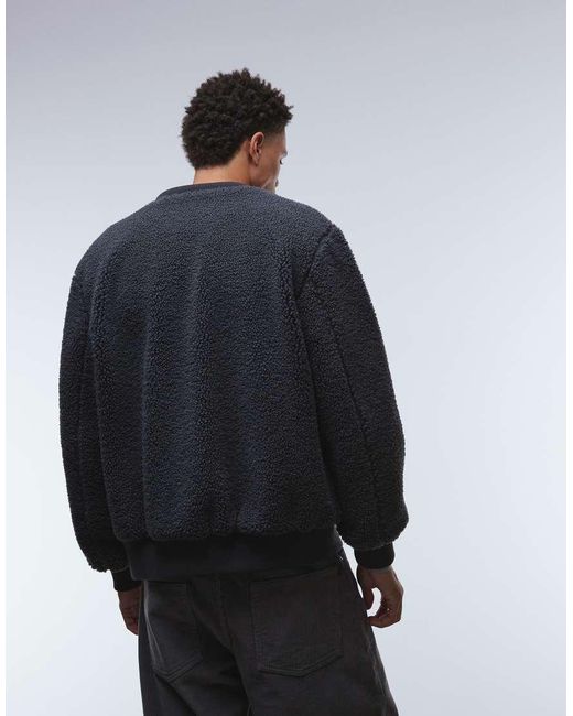 Only & Sons Blue Oversized Sherpa Zip Through Fleece for men