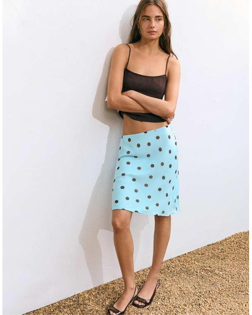 Pull&Bear White Polka Dot Straight Skirt
