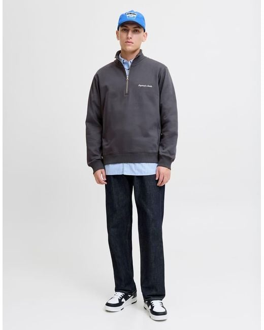 Jack & Jones Gray Half Zip for men