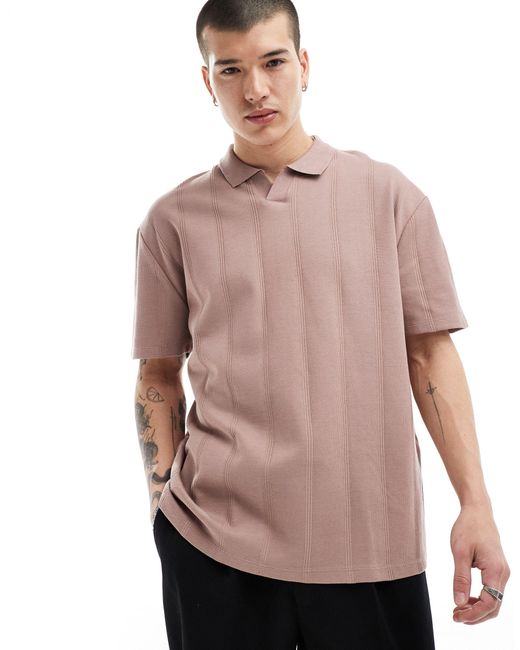 ASOS Pink Rib Polo Shirt for men