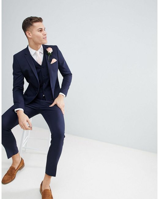mens navy skinny suit