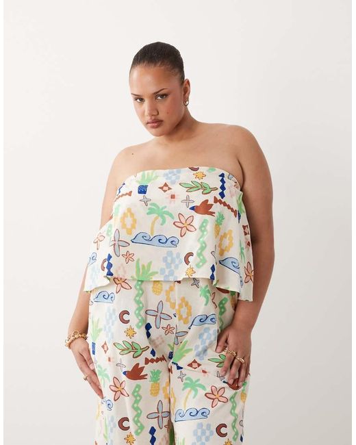 ASOS Metallic Asos Design Curve Bandeau Double Layer Jumpsuit