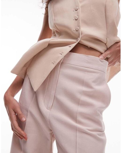 Pantalones Rosa Tenue De Pernera Ancha Con Costuras Delanteras De (Parte De Un Conjunto) Mango de color Pink