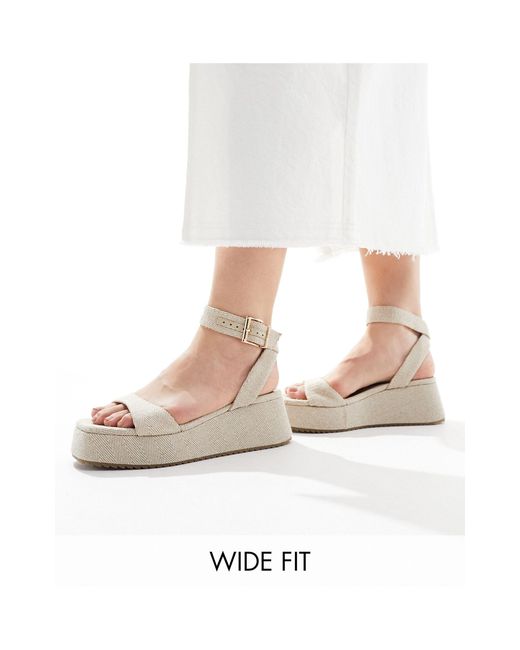 ASOS White – tantoo – sandalen aus natürlichem material mit flacher plateausohle, weite passform