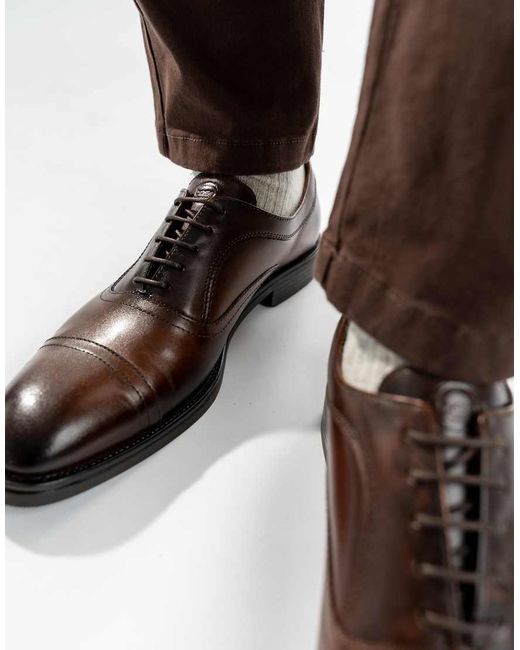 Base London Brown Lapel Toe Cap Shoe for men