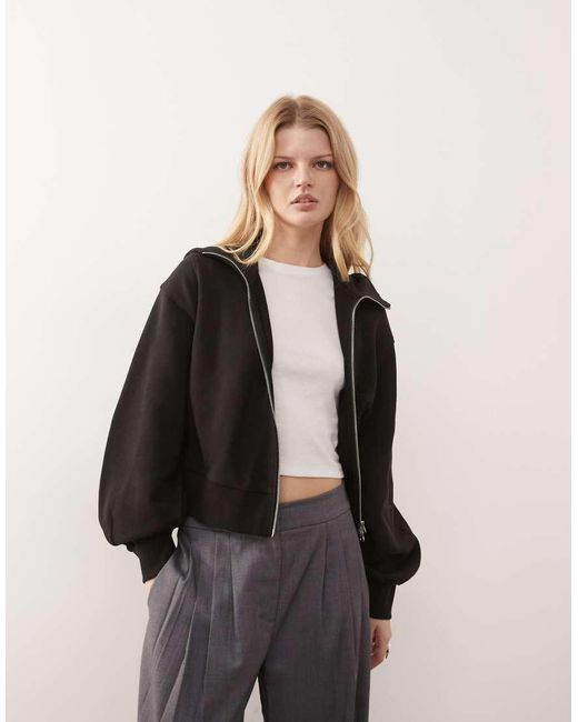Weekday Natural Structured Asymmetric Zip Through Hoodie