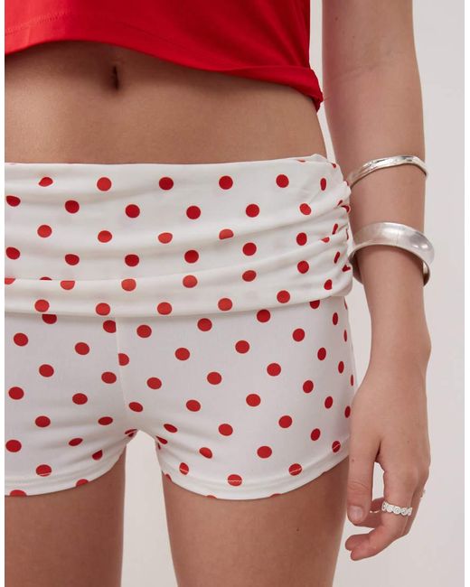 Collusion Red Polka Dot Fold Over Shorts