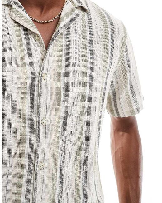 Only & Sons White Textured Revere Collar Shirt for men