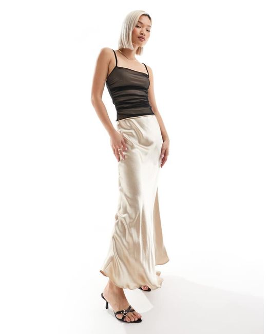 Threadbare Metallic Maxi Satin Skirt