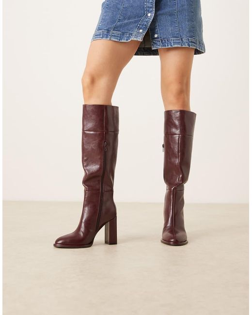 ASOS Natural Courtney Block Heel Knee Boots