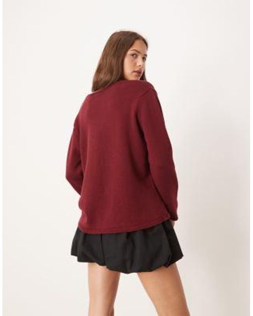 Gilet oversize en maille avec col v et liens noués à l'avant - rouille ASOS en coloris Red
