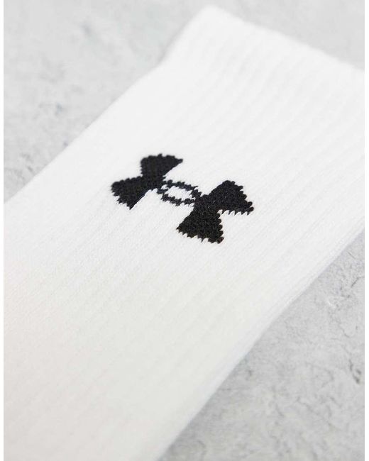 Under Armour White Performance 3 Pack Crew Socks for men