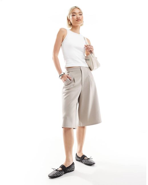 ASOS Natural – weit geschnittene bermudashorts aus jersey-twill