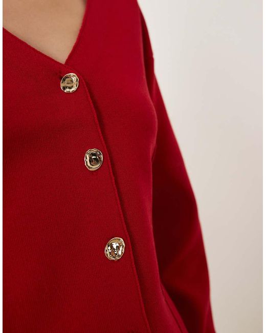 Vila Structured Waist Detail Knitted Cardigan With Hammered Buttons