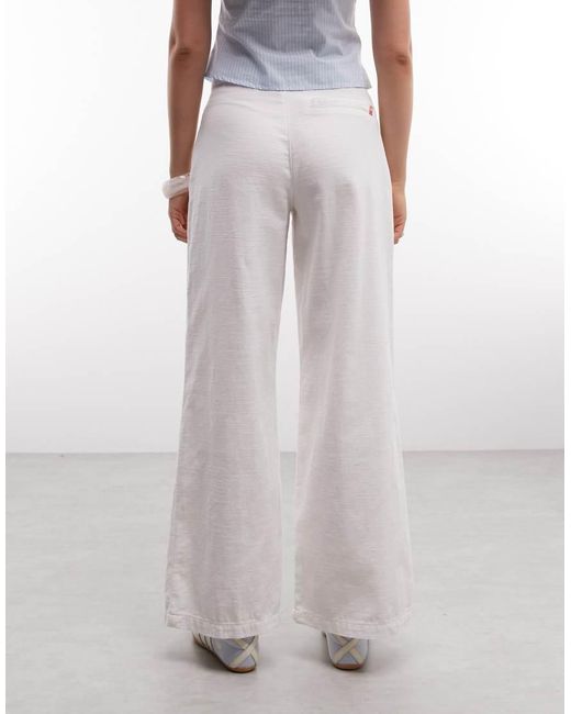 Collusion White Wide Leg Linen Trouser