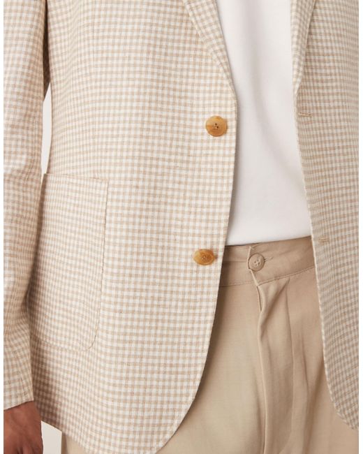 Blazer ajusté en lin mélangé - vichy taupe ASOS pour homme en coloris Natural