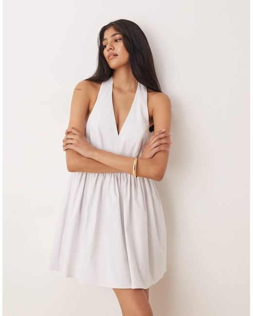 ASOS White Sleeveless Shirt Skater Dress