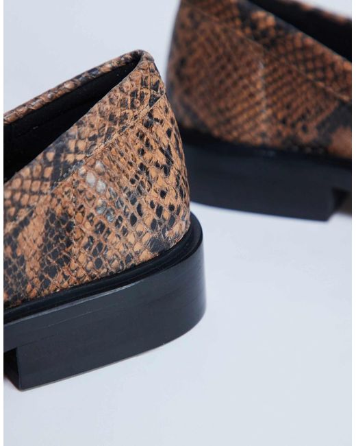 TOPSHOP Blue – premium – clover – loafer aus echtleder mit raffung und schlangenmuster