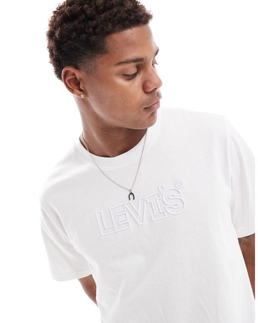 T-shirt décontracté à logo détouré Levi's pour homme en coloris White