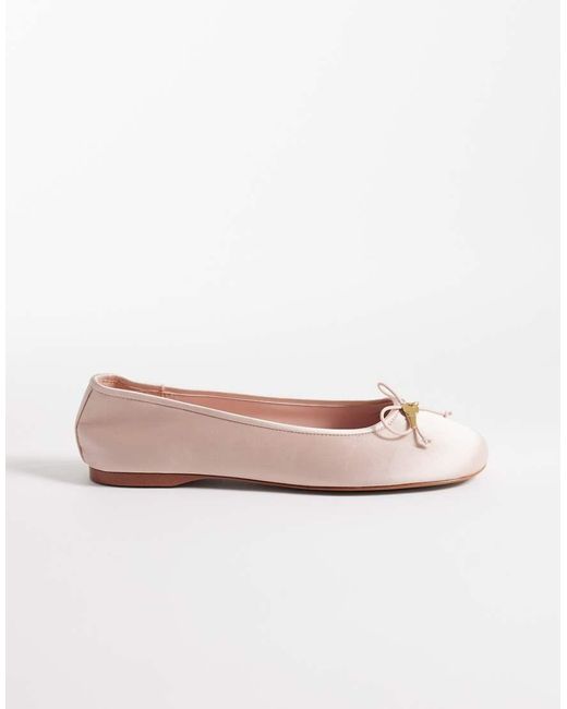 Mango Pink Satin Ballet Flats With Key Charm Detail