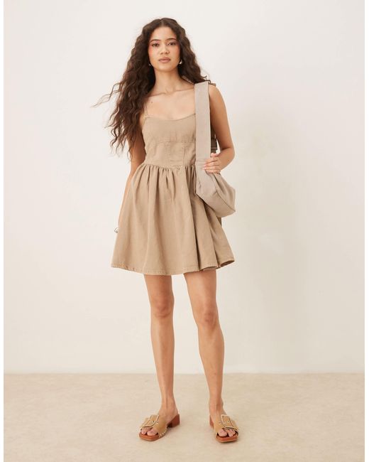 ASOS Natural – weiches ballerina-minikleid aus denim