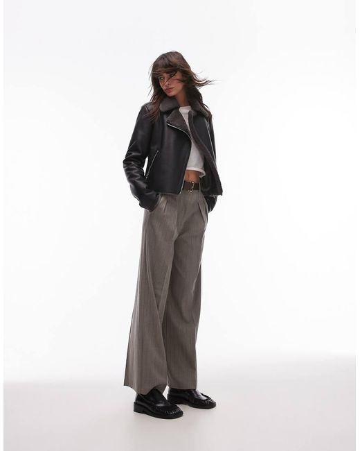 Giacca Stile Aviatore Effetto Montone Nera di Mango in Black