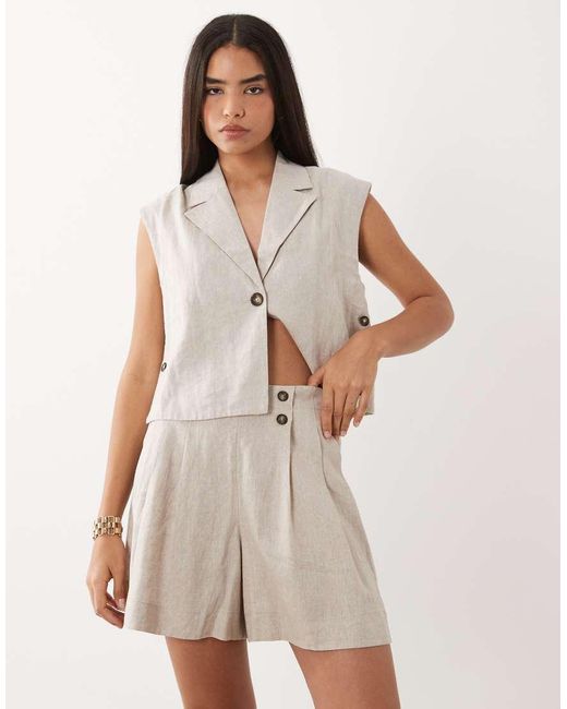 Y.A.S Natural Linen Blend Tailored Shorts Co-ord